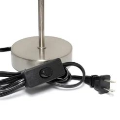 10.5" Petite Metal Stick Bedside Table Desk Lamp In Sand Nickel With Fabric Shade Green - Creekwood Home -Lighting Specialty Store GUEST fa632b6e 8993 4f61 86d0 4481ed11105d 2