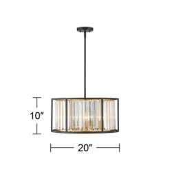 Possini Euro Design Milne Bronze Gold Drum Pendant Chandelier 20" Wide Modern Crystal 5-Light Fixture For Dining Room House Kitchen Island Entryway -Lighting Specialty Store GUEST fc46d4e3 5453 4ff8 b69b 4701b62f6406