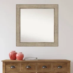 32" X 32" Non-Beveled Trellis Silver Wood Wall Mirror - Amanti Art -Lighting Specialty Store GUEST fcddc369 fa37 4298 b9b2 7760fec8f42b