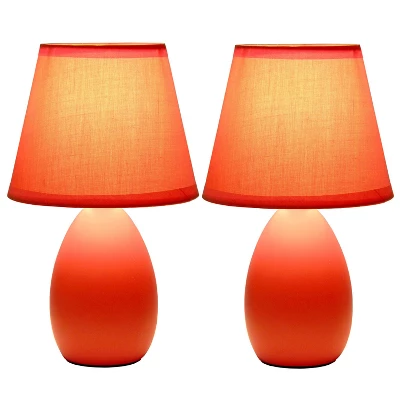 9.45" 2pk Petite Ceramic Oblong Bedside Table Desk Lamps With Matching Tapered Drum Shade Orange - Creekwood Home 3 9.45" 2pk Petite Ceramic Oblong Bedside Table Desk Lamps With Matching Tapered Drum Shade Orange - Creekwood Home