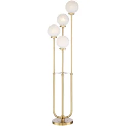 Possini Euro Design Mid Century Modern Glam Style Floor Lamp 4-Light LED 68.5" Tall Warm Gold Glass Globe Shade For Living Room House Uplight -Lighting Specialty Store GUEST fe7d383c ec2e 495f b7dd d3f06a94be10